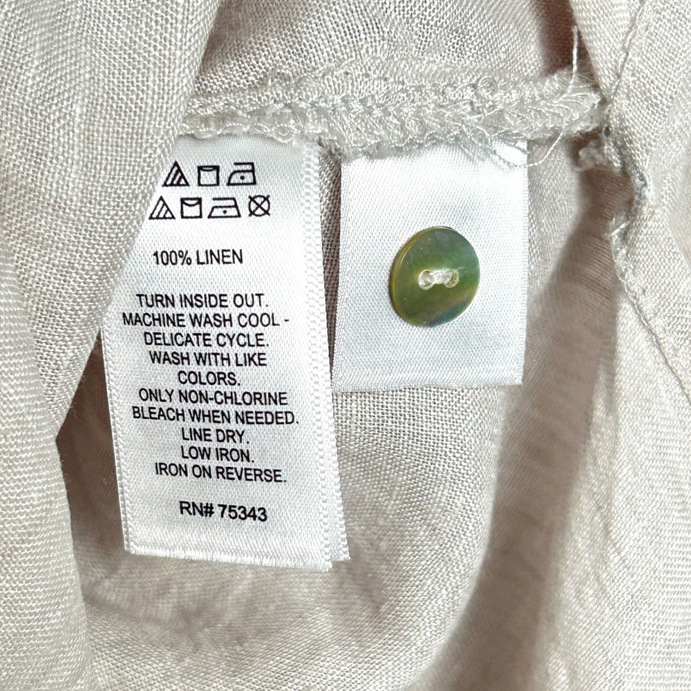 Jones New York 100% Linen Mini Tunic Dress Women's S / M Oatmeal Coastal Grandma - Picture 6 of 11